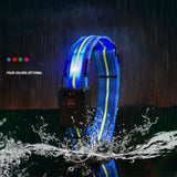 Waterproof LED Nylon Dog Collar Adjustable USB Charging