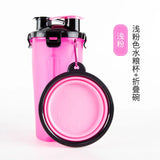 2 IN 1 Travel Water Bottle Collapsible Pet Food Container